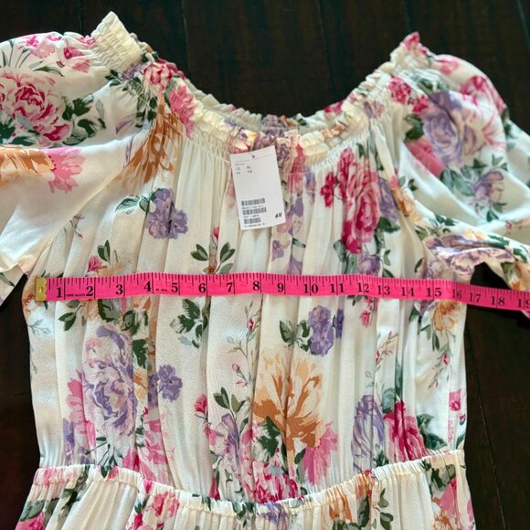 NWT Floral Off the Shoulder Midi Dress Sz XL from H&M - Picture 3 of 5